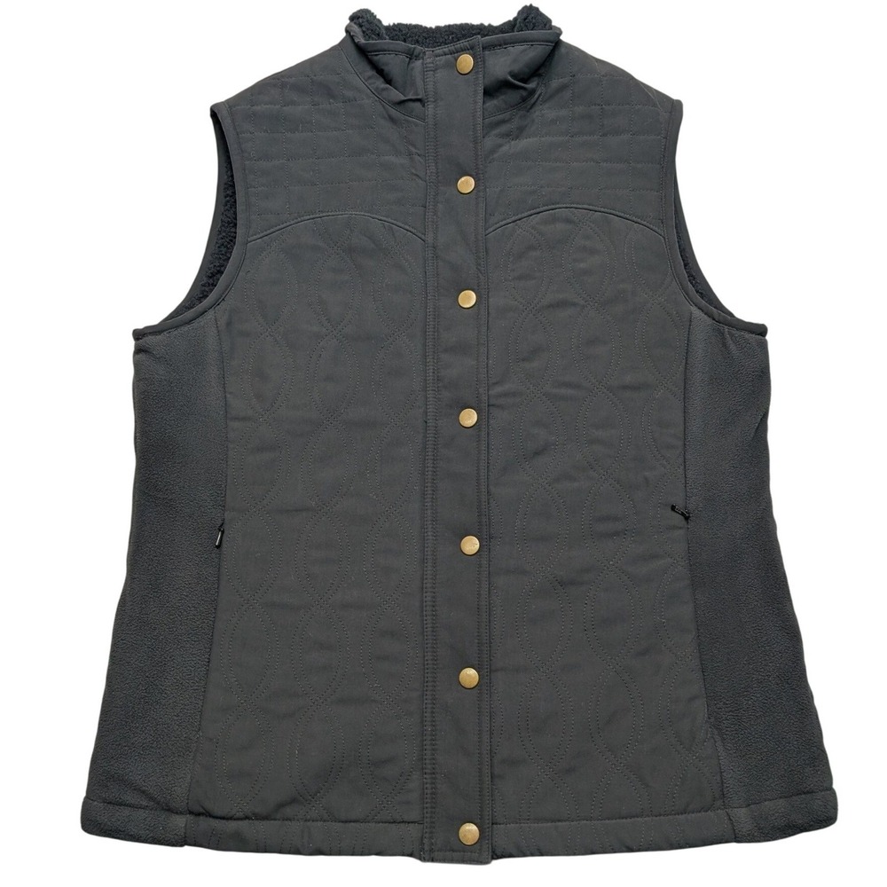 Columbia Quilted‎ Fleece Lined Vest Womens Medium Black Snap Zip Mock Neck